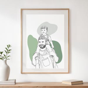 Custom Family Line Art, Personalized Father's Day Gift, Portrait from Photo, Custom Illustration, One Line Drawing, Custom Grandpa Gift