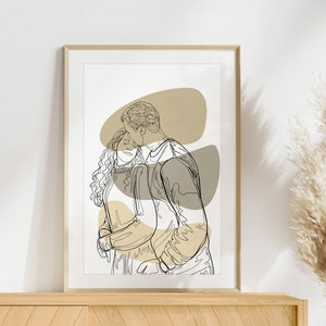 Custom Line Drawing, Couple Line Art, Personalized Gift For Boyfriend, Line Drawing From Photo, Custom Gift For Him