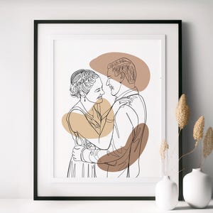Illustrazione di coppia personalizzata, regalo di anniversario per la fidanzata, regalo dell'ultimo minuto, illustrazione di coppia, regalo a lunga distanza, disegno da foto