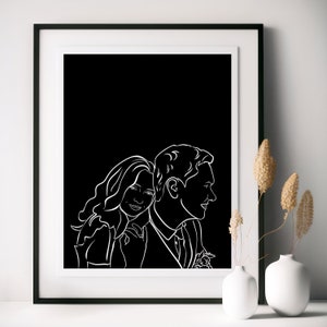 Personalized Line Art, Custom Portrait, Drawing From Photo, Black and White Drawing, One Line Drawing, Personalized Anniversary Gift