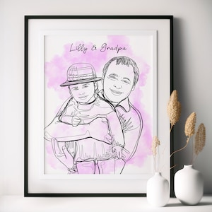 Disegno personalizzato da foto, regalo personalizzato per il nonno, disegno personalizzato, regalo di compleanno per il nonno, regalo per Natale