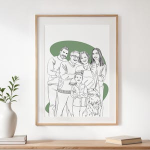 Custom Line Art Portrait, Personalized Gift For Family, Drawing from Photo, Loved One Portrait, Family Illustration, One Line Drawing