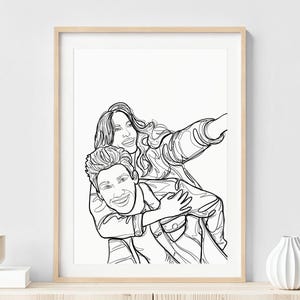 Custom Couple Line Art Portrait, Personalized Gift for Boyfriend, Gift for Couples, Custom Drawing, Last Minute Birthday Gift For Him