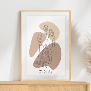One Line Drawing, Custom Couple Portrait, Family Gift, Personalized Wedding Anniversary Gift, Custom Line Art From Photo