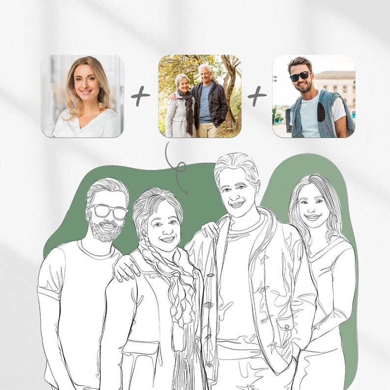 Sentimental Drawing Friend Custom Couple Line Art Portrait, Drawing From Photo, Personalized Gift ...