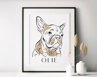 Individuelle Haustierzeichnung vom Foto, personalisiertes Haustier-Erinnerungsgeschenk, individuelles Hundeportrait, Geschenk für Haustierliebhaber, Haustier-Linienkunst