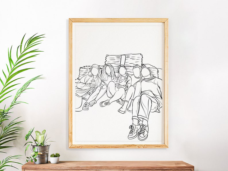 Benutzerdefinierte Paar Line Art, personalisierte Porträt, Zeichnung vom Foto, One Line Art, Freund Geschenk, Freundin Geschenk, personalisierte Illustration Bild 5