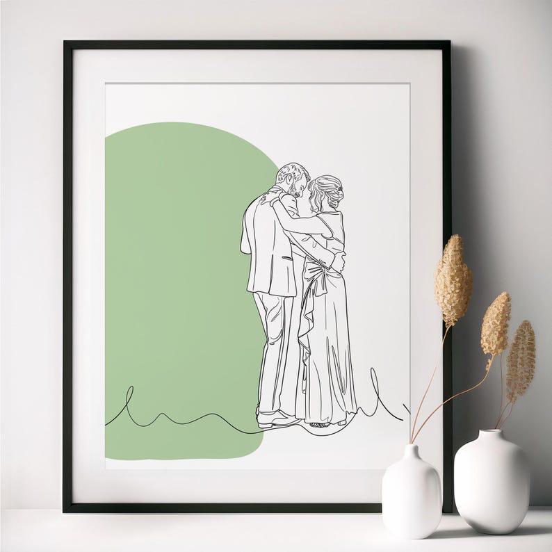Sentimental Drawing Friend Custom Couple Line Art Portrait, Drawing From Photo, Personalized Gift ...