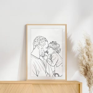 Custom Family Portrait, Minimalist Line Art, First Father's Day Gift (Digital File) image 3
