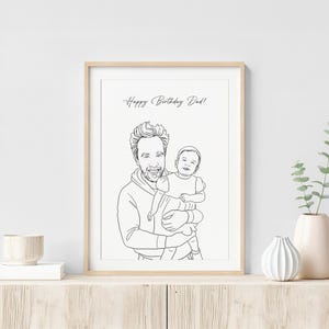 Custom Family Portrait, Minimalist Line Art, First Father's Day Gift (Digital File) image 6