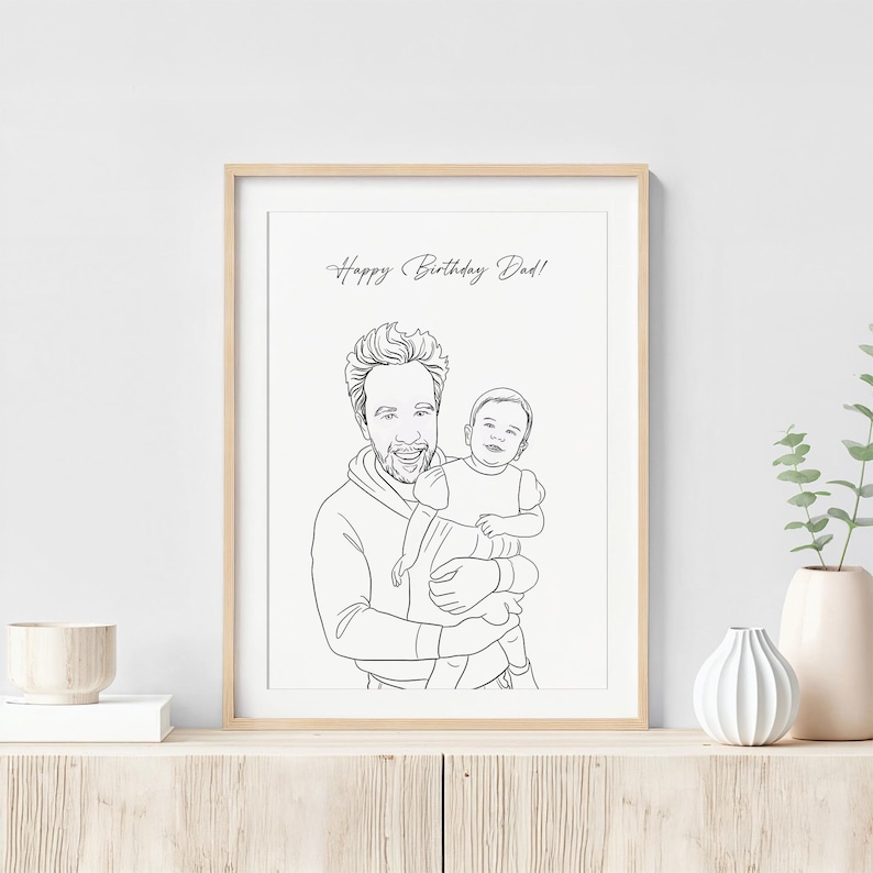 Custom Family Portrait, Minimalist Line Art, First Father's Day Gift (Digital File) image 6