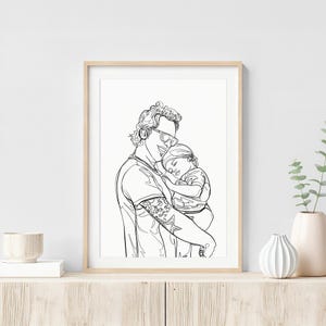 Custom Family Portrait, Minimalist Line Art, First Father's Day Gift (Digital File) image 2