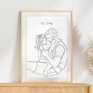Custom Family Line Art Portrait, First Fathers Day Gift, Personalized Gift for Him, One Line Drawing, New Dad Gift, Daddy Daughter Gift