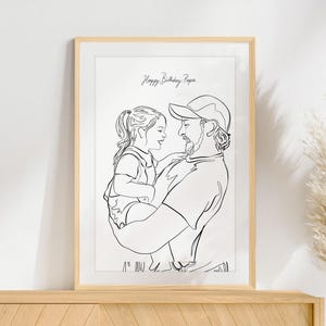 Family Line Drawing from Photo, Personalized One Line Art, Family Portrait, Add Loved One to Photo, Christmas Gift, Custom Illustration