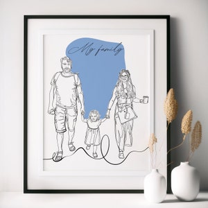 Personalized Family Line Art From Photo - Custom Line Drawing Gift For Family -  Faceless portrait - Mother’s Day Gift