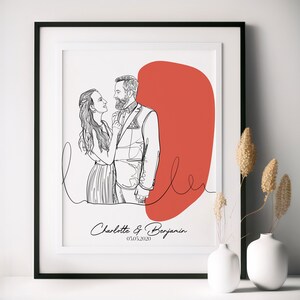 Custom Couple Line Art Portrait: Personalized Drawing From Photo (Digital File)