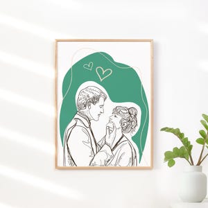 Custom Couple Drawing, Personalized Wedding Gift, Portrait from Photo, Couple Illustration, Gift for Boyfriend, One Line Art, Digital Print