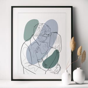 Disegno di coppia personalizzato, disegno a una linea, regalo di fidanzamento, regalo personalizzato, regalo per fidanzata, illustrazione personalizzata, ritratto da foto