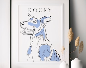 Personalized Dog Line Art, Custom Pet Portrait from Photo, Digital Print
