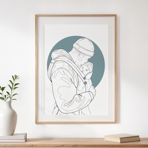 Custom Family Line Art, Personalized Family Portrait, First Father's Day Gift, Grandpa Gift, Custom Illustration, Line Drawing from Photo