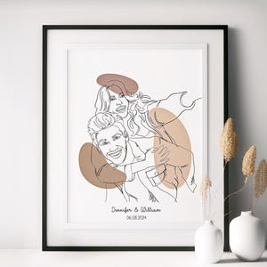 Coppia di disegni al tratto personalizzati, regalo di decorazione personalizzato, disegno da foto, disegno al tratto, regalo per fidanzato, regalo per fidanzata, regalo ritratto personalizzato