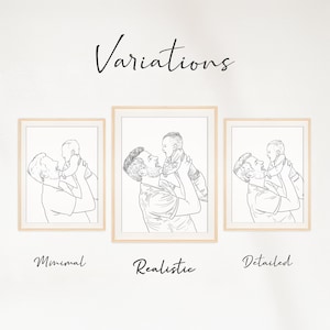 Custom Family Portrait, Minimalist Line Art, First Father's Day Gift (Digital File) image 5