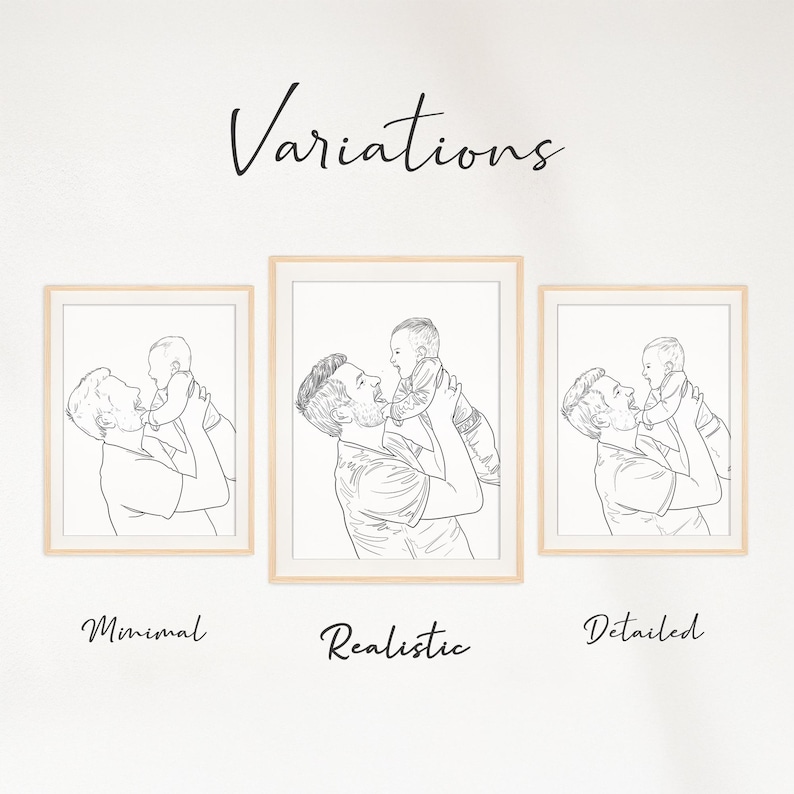 Custom Family Portrait, Minimalist Line Art, First Father's Day Gift (Digital File) image 5