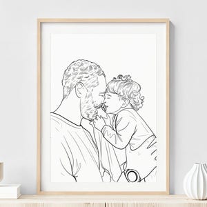 Personalized Family Line Art: Custom Father&#39;s Day Portrait, New Dad Gift (Digital File
