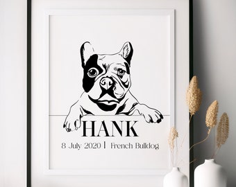 Individuelles Haustier-Gedenkgeschenk, Linienzeichnung vom Foto, digitale Haustier-Linienkunst, personalisiertes Haustierportrait