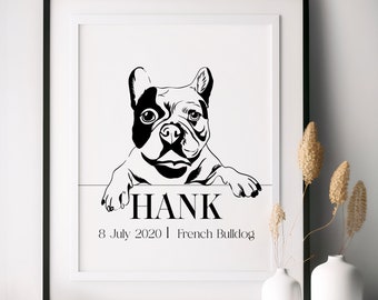 Custom Pet Memorial Gift, Line Drawing From Photo, Digital Pet Line Art, Personalized Pet Portrait