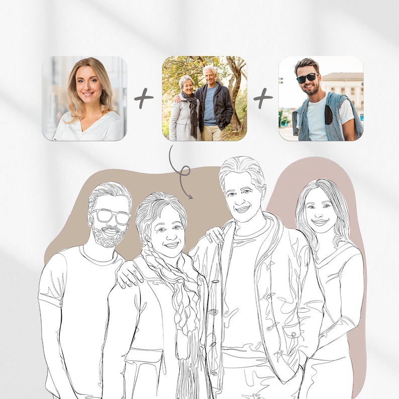 Custom Family Portrait, Minimalist Line Art, First Father's Day Gift (Digital File) image 7