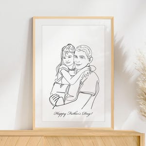 Father's Day Gift, Family Line Drawing from Photo, Dad Gift, Minimalist Wall Art, Grandpa Gift, Custom Family Portrait, Memorial Gift