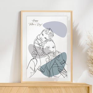 One Line Art, Ritratto di famiglia personalizzato, Regalo per la festa del papà, Disegno da foto, Regalo personalizzato per lui, Illustrazione personalizzata, Regalo per il nonno