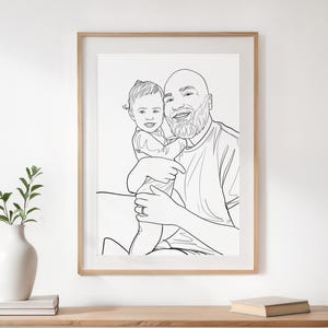 Ritratto personalizzato con disegno a tratteggio, regalo per la festa del papà, regalo personalizzato per il nonno, disegno a tratteggio, regalo personalizzato, disegno da foto, illustrazione di famiglia
