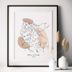 Benutzerdefinierte Paar Line Art, personalisierte Porträt, Zeichnung vom Foto, One Line Art, Freund Geschenk, Freundin Geschenk, personalisierte Illustration