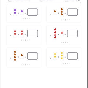 Pre-K Addition Fluency Pack (30 Problems) + BONUS: Free  Worksheet Generator app