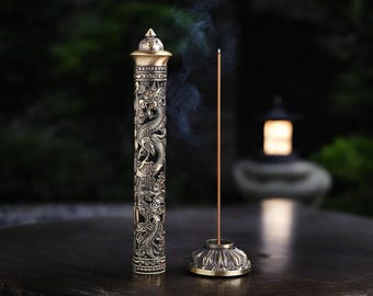 Dragon Phoenix Metal Incense Burner – Antique Pillar Home Decor