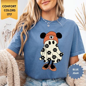 Comfort Colors® Retro Mickey Minnie Halloween Couple Shirts, Mickey Ghost Shirt, Minnie Ghost Shirt, Spooky Season Shirt, Kids Halloween Tee