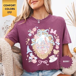 Comfort Colors® Coquette Bow Disney Castle Shirt, Magic Kingdom Disney Girl Trip Shirt, WDW Disneyland Birthday Girl, Fantasia Shirt