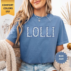 Comfort Colors® Floral Lolli Grandma Shirt, Toile De Jouy Lolli Tee, Lolli T-Shirt, Christmas Lolli Gifts,Mothers Day Gift for Lolli Grandma
