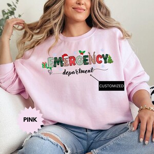 Emergency Department Christmas Sweatshirt, Custom Holiday ER Sweatshirt, Matching Nursing Sweater for RN Appreciation, Coworker Gift
