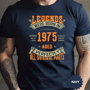 Custom Vintage Legends Were Born in 1975 Shirt For Men, 50th Birthday Gifts, 50 Birthday Shirt, 50th Gifts Ideas For Him, Birthday Party Tee