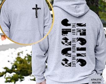 Jesus Is The Way Christian Hoodie, Bible Verse Sweatshirt, Christian Cross Sweater