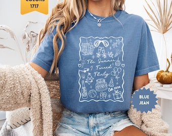 30th Birthday Shirt, Comfort Colors Summer I Turned Thirty Bday Party Tee, Custom Thirtieth Birthday Gift, Coastal Beach Summer Birthday Top