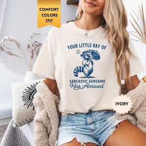 Comfort Colors® Your Little Ray Of Sarcastic Sunshine Has Arrived Shirt, Retro Funny Raccoon, Sarcastic Tee, Sassy Meme, Trash Panda T-shirt