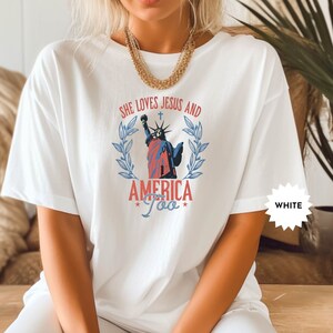 Sie liebt Jesus und Amerika auch Shirt, 4. Juli Tshirt, Unabhängigkeitstag T-Shirt, Christ 4. Juli T-Shirt, Jesus Lover Amerika Shirt