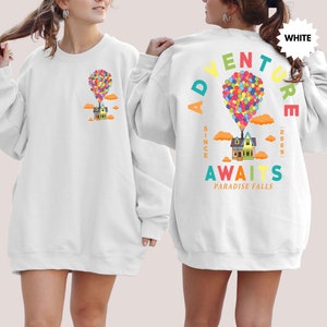 Disney Adventure Awaits Sweatshirt, Colorful Balloons, Disney Trip Gift, Movie Sweatshirt, Paradise Falls, Disney Travel Hoodie, Travel Gift
