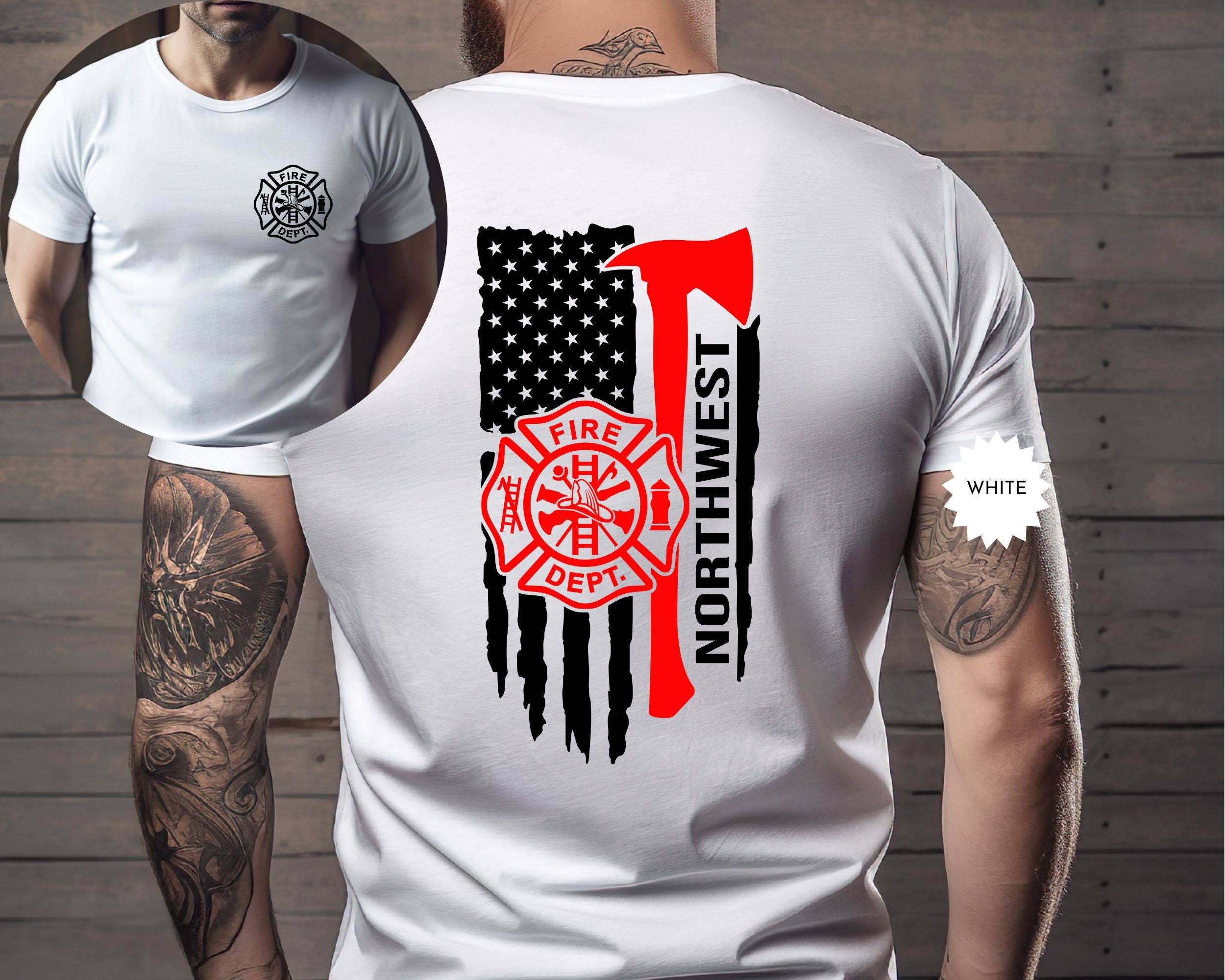 Custom Firefighter Shirt, Personalized Fireman Gift, Fire Department Tee, Gift for Firefighter,  Thin Red Line Shirt, Shirt for Men
