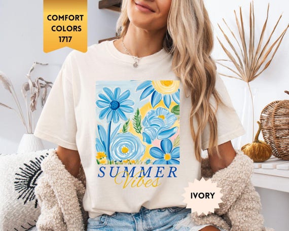 Comfort Colors® Summer Vibes Shirt, Floral Summer Shirt, Watercolor Summer Shirt, Trendy Summer Shirt, Beach Life Shirt, Cute Summer Tee