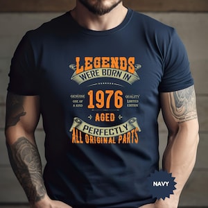 Custom Vintage Legends Were Born in 1976 Shirt For Men, 50th Birthday Gifts, 50 Birthday Shirt, 50th Gifts Ideas For Him, Birthday Party Tee image 1